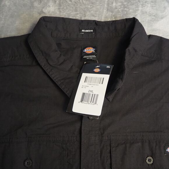 NWT Dickies Flex Ripstop Work Shirt Men's Sz 2XL Relaxed Fit Black Button Down - Picture 4 of 11